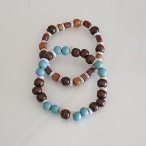 Handmade Natural Stone & Wood Beaded Bracelet